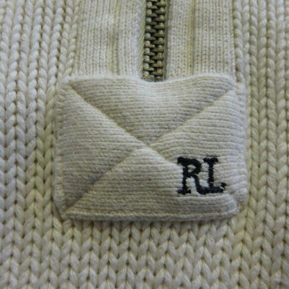 Vintage Ralph Lauren Polo Jeans Co Mens L Ivory White 1/4 Zip Pullover Sweater - Picture 8 of 9